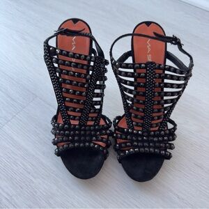 Via Spiga Black Studded Heels
